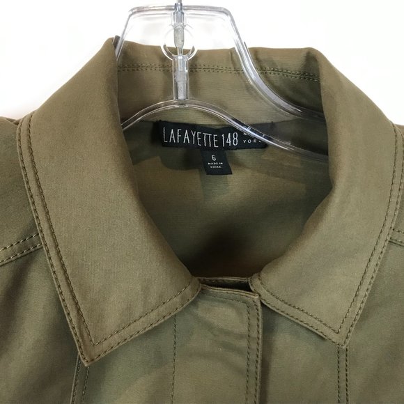 Womens Size 6 Lafayette 148 New York Green Military Inspired Button Front Jacket - Picture 3 of 5
